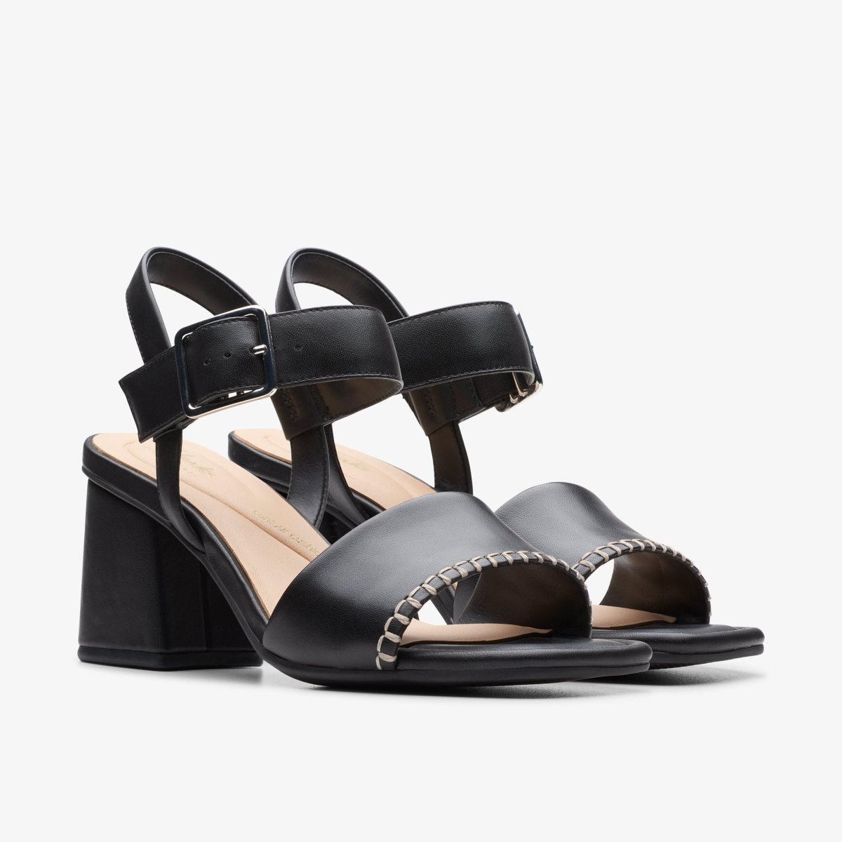 Sandalias Clarks Siara 65 Buckle Black Leather Mujer Negras | PEOY-24091