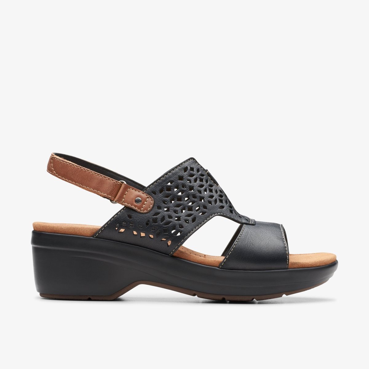 Sandalias Clarks Tuleah Sun Black Leather Mujer Negras | KCEL-15063