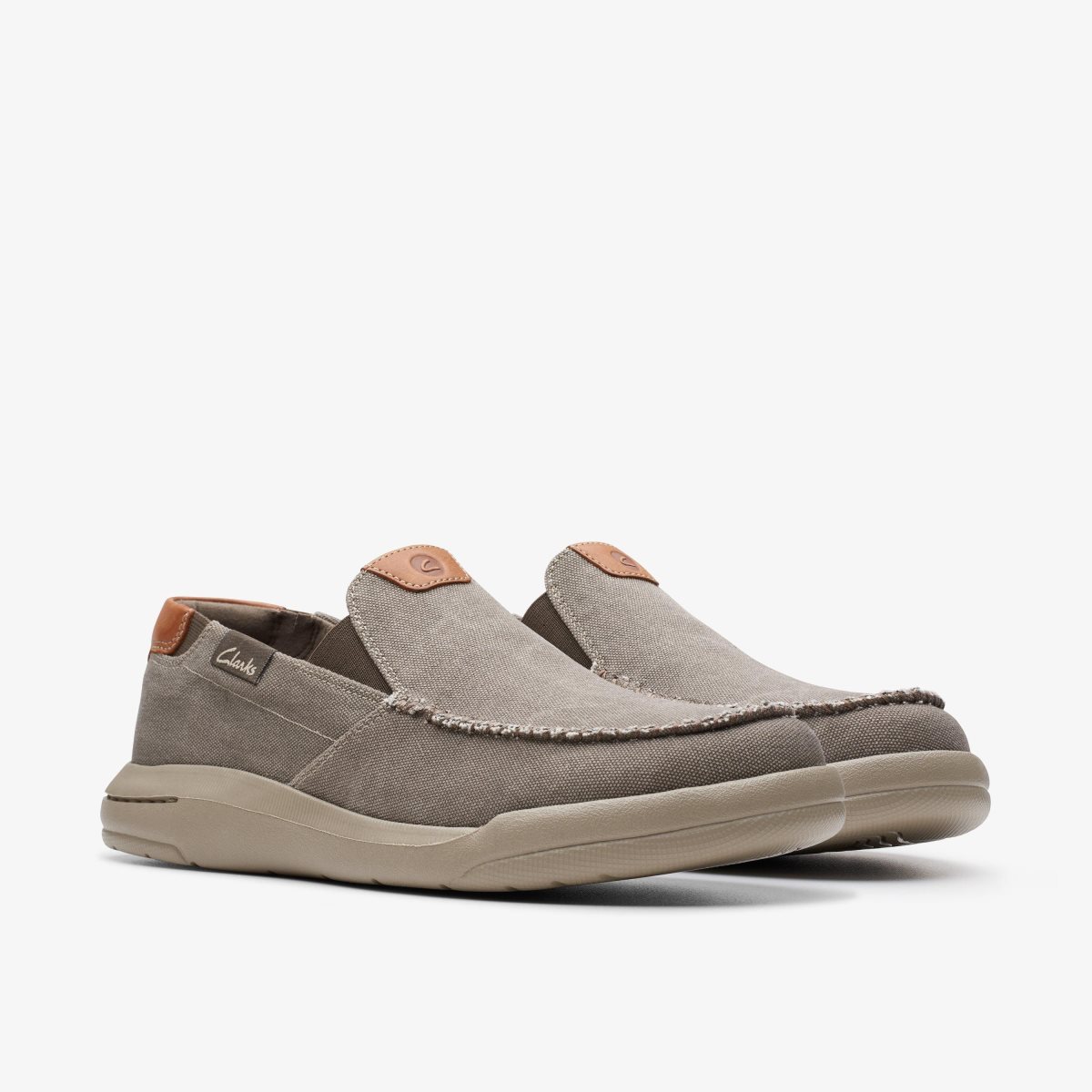 Slip On & Loafers Clarks Driftlite Step Taupe Canvas Hombre Gris Marrones | SZJO-14082