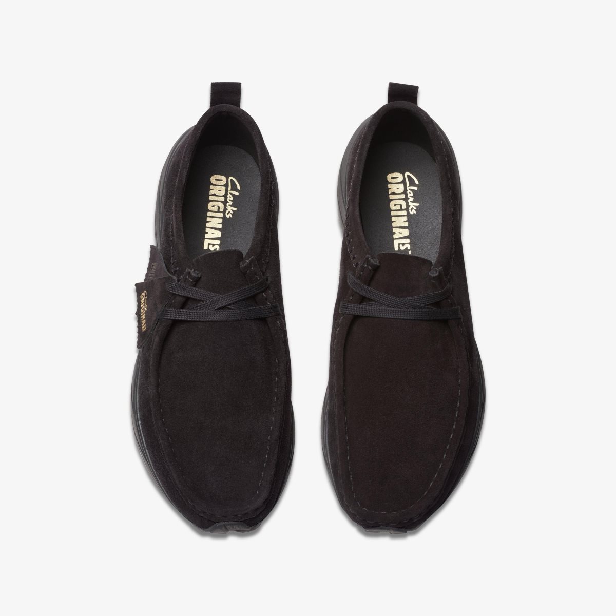 Wallabees Clarks Walla Eden Lo Black Suede Hombre Negras | UWAG-87365