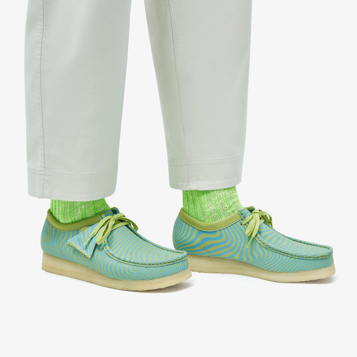 Wallabees Clarks Wallabee Blue/Lime Print Hombre Azules Verde Claro | AQOS-58719