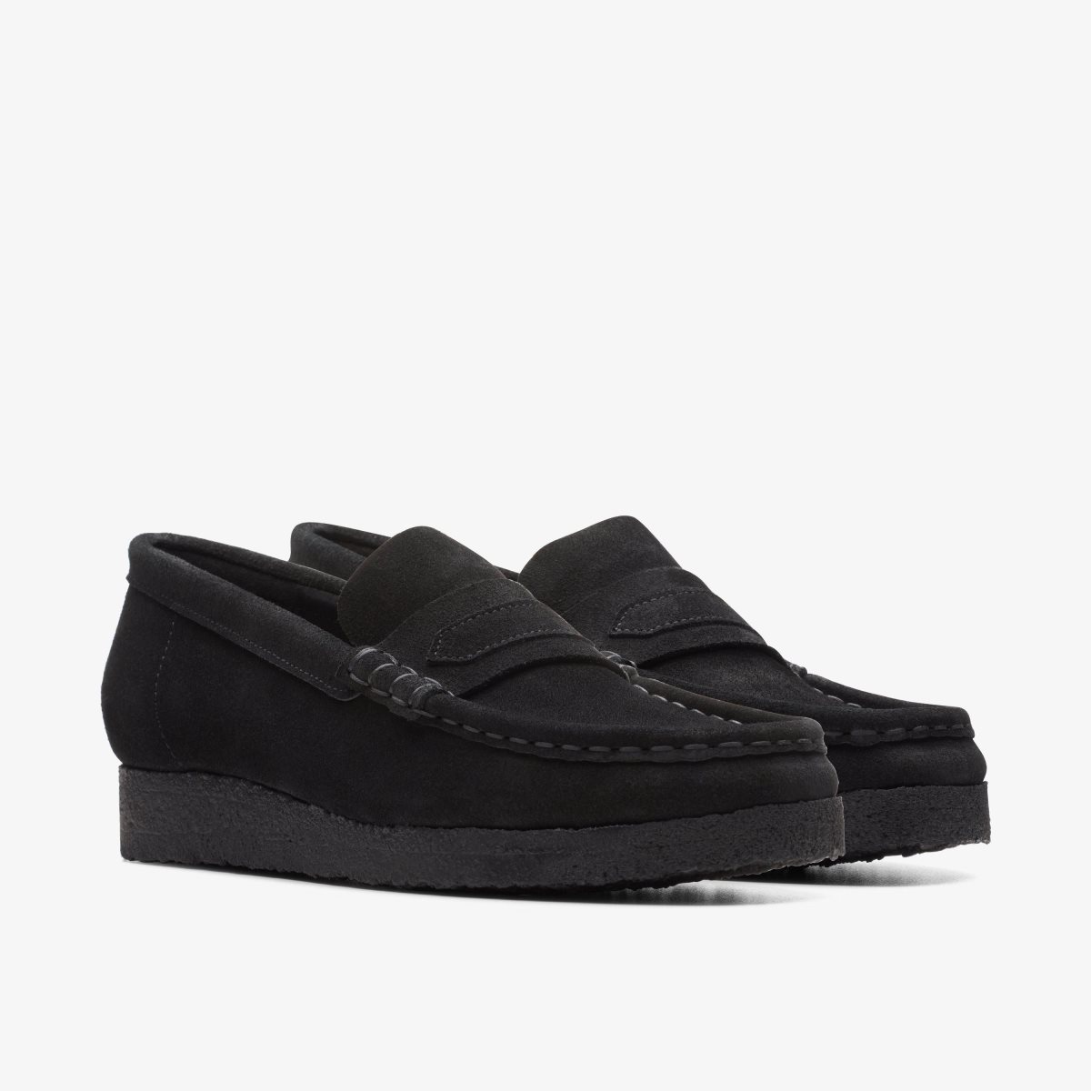 Zapatillas Sin Cordones Clarks Wallabee Loafer Black Suede Mujer Negras | KZEF-04587