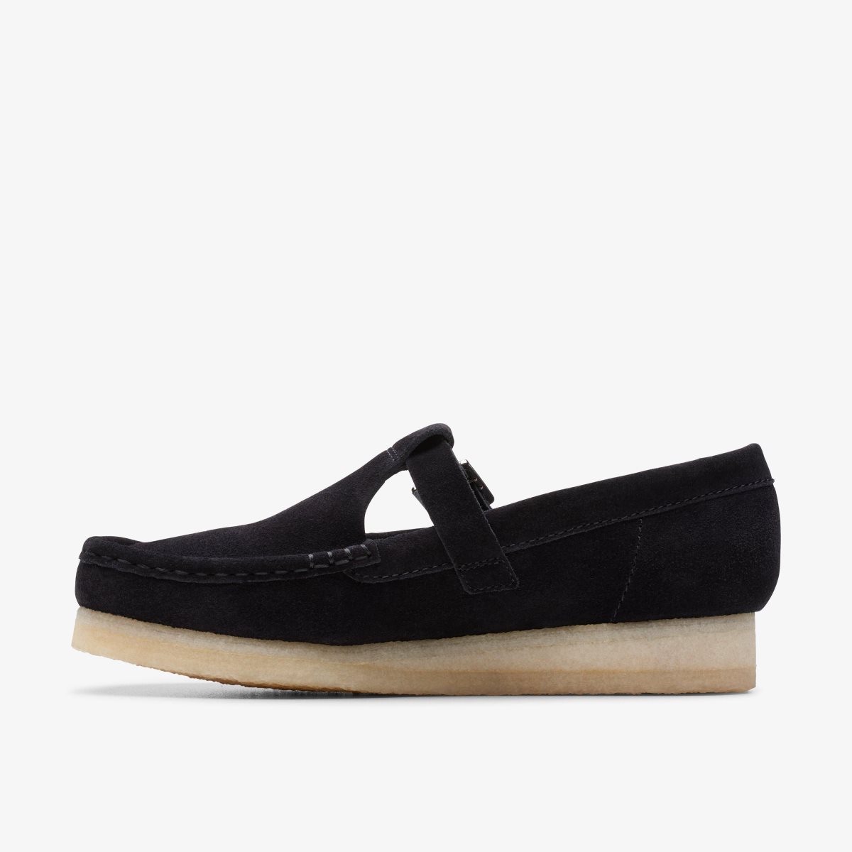 Zapatillas Sin Cordones Clarks Wallabee T-Bar Black Suede Mujer Negras | NQZF-96805