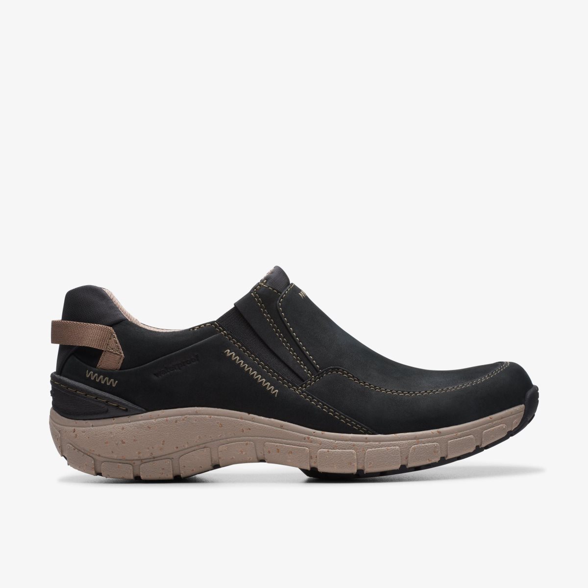 Zapatillas Sin Cordones Clarks Wave Plateau Black Nubuck Mujer Negras | SWCM-04132