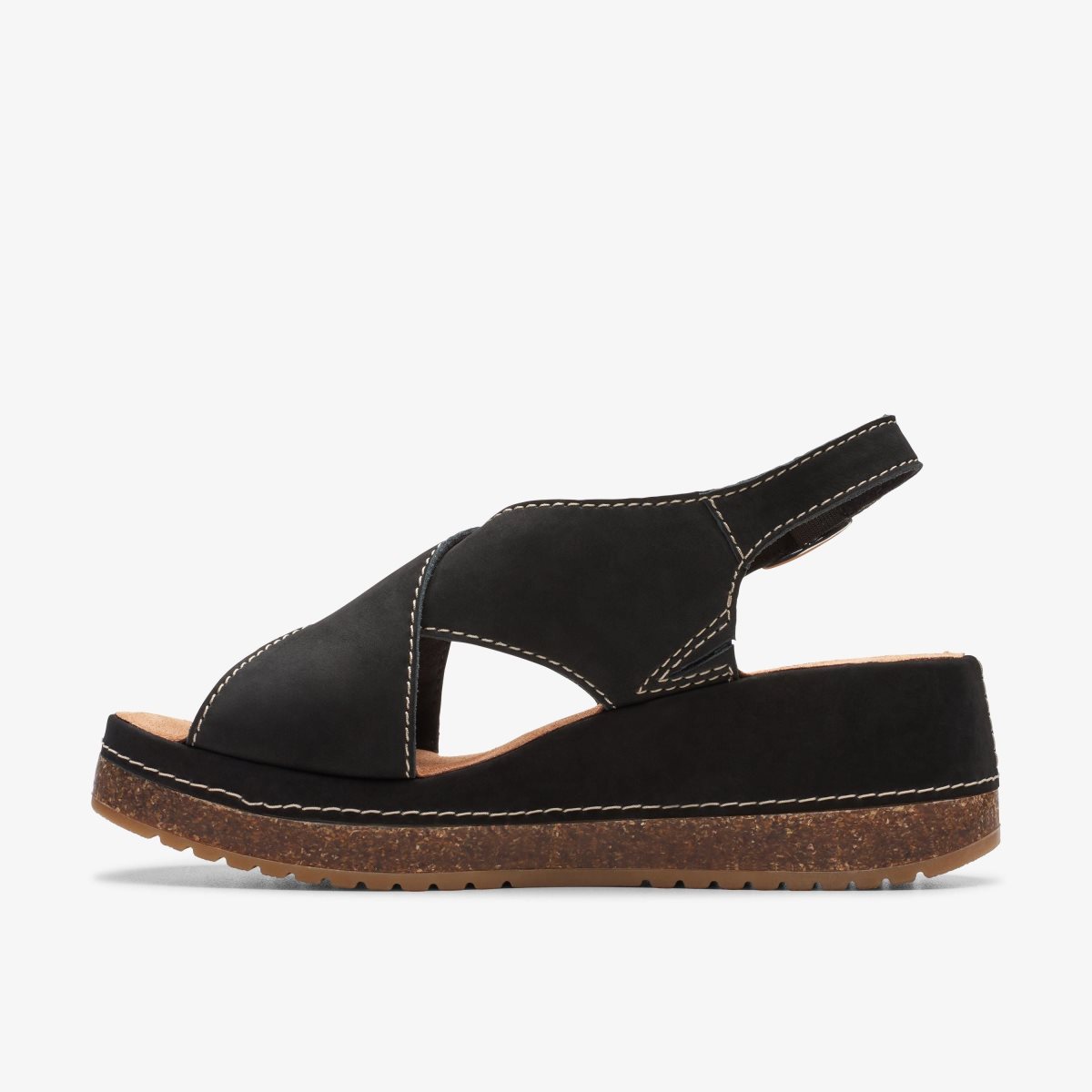 Zapatos Cuña Clarks Kassanda Step Black Nubuck Mujer Negras | RYFA-90572