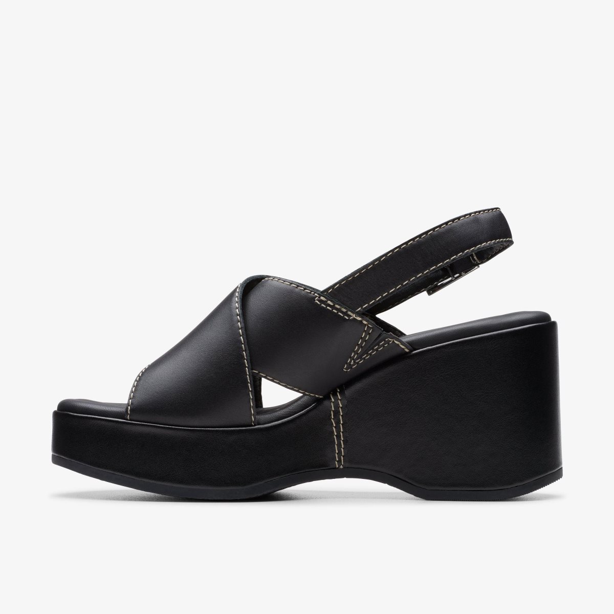 Zapatos Cuña Clarks Manon Wish Black Leather Mujer Negras | GYLB-52067