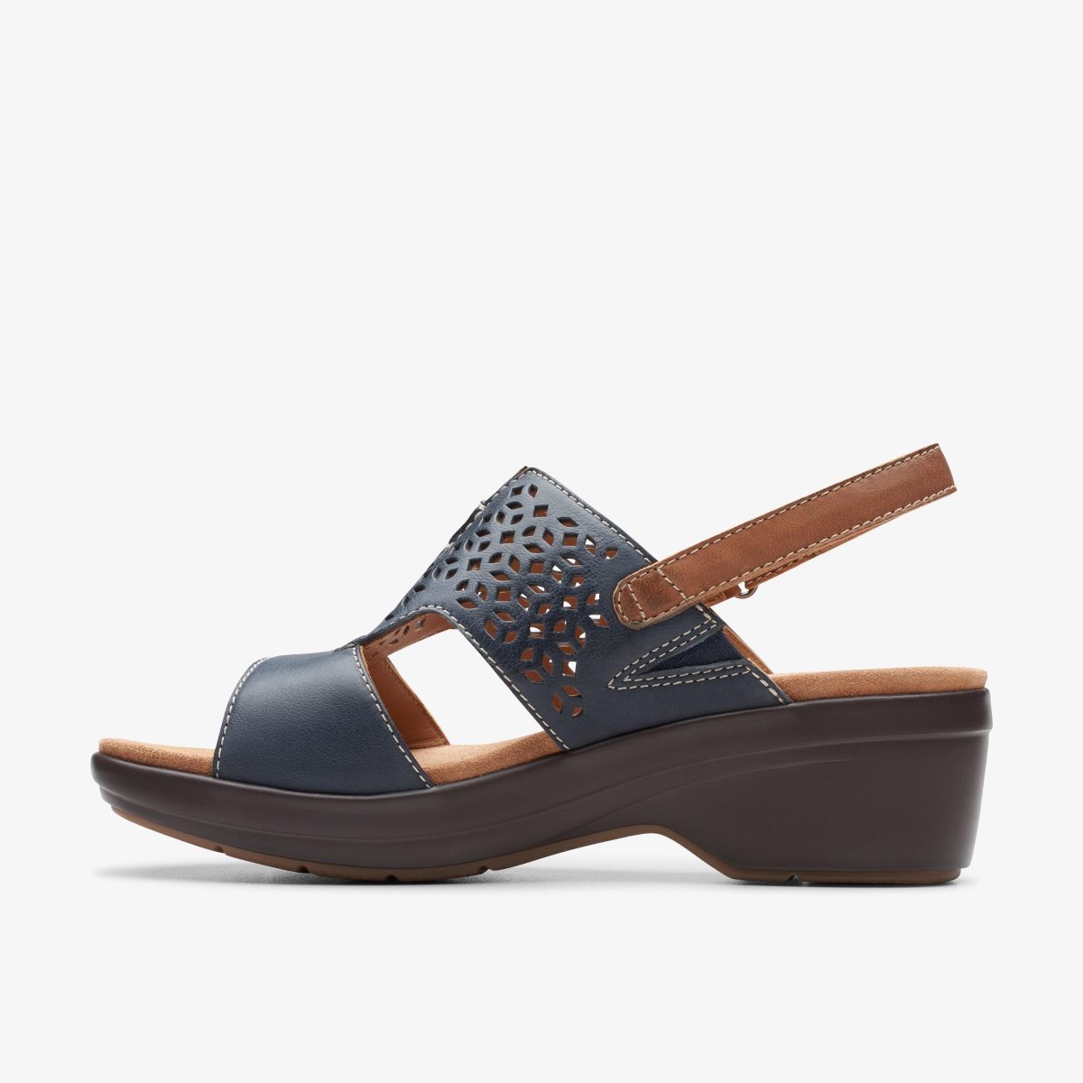 Zapatos Cuña Clarks Tuleah Sun Navy Leather Mujer Azul Marino | LKDV-40815