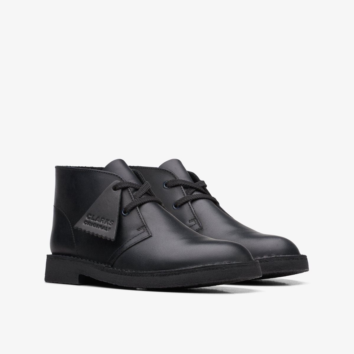 Zapatos Originales Clarks Desert Boot Older Black Leather Niños Negras | NZQO-54601