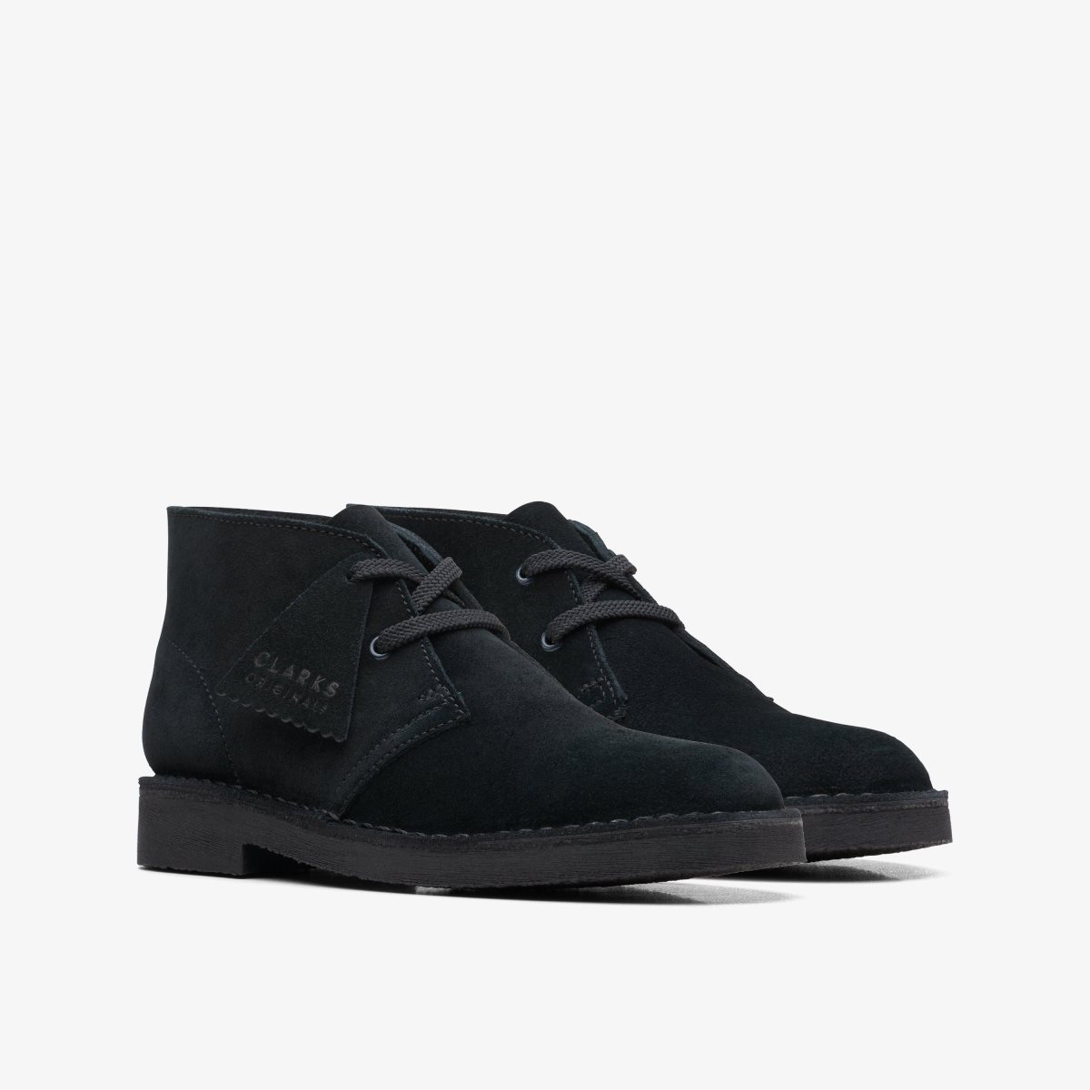 Zapatos Originales Clarks Desert Boot Older Black Suede Niños Negras | UGDK-52468