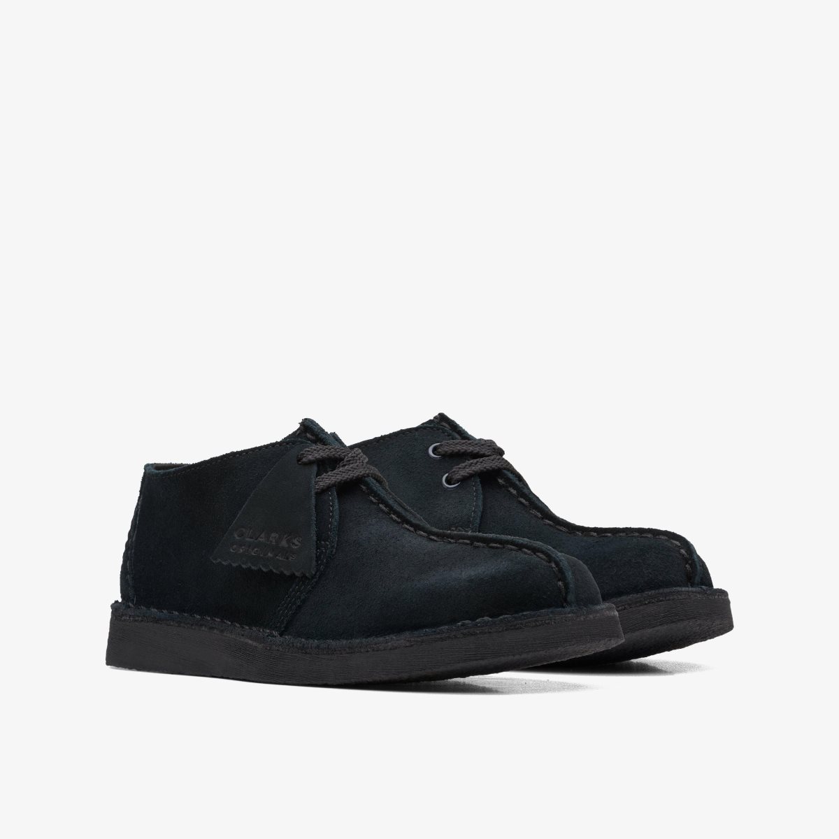 Zapatos Originales Clarks Desert Trek Older Black Suede Niños Negras | JVIZ-67851