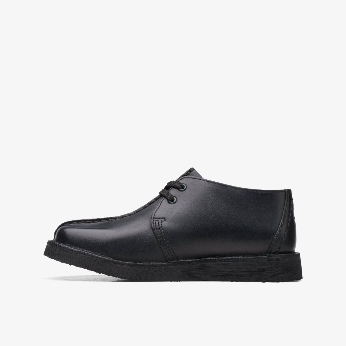 Zapatos Originales Clarks Desert Trek Older Black Leather Niños Negras | QGHY-13768