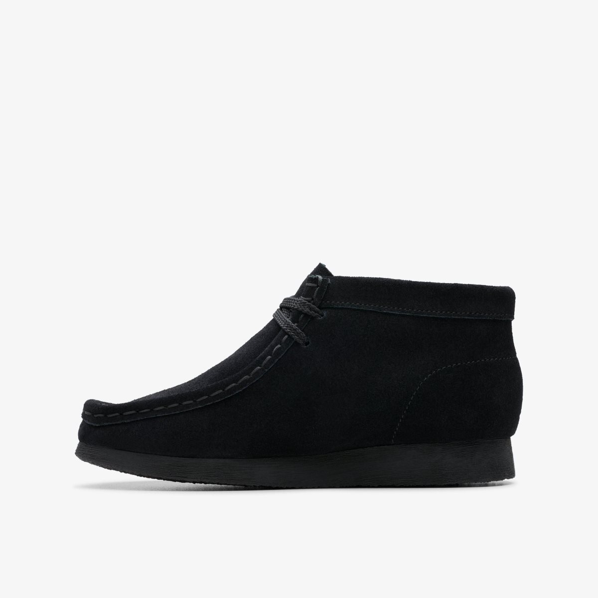 Zapatos Originales Clarks Wallabee Boot Older Black Suede Niños Negras | XIUB-30426