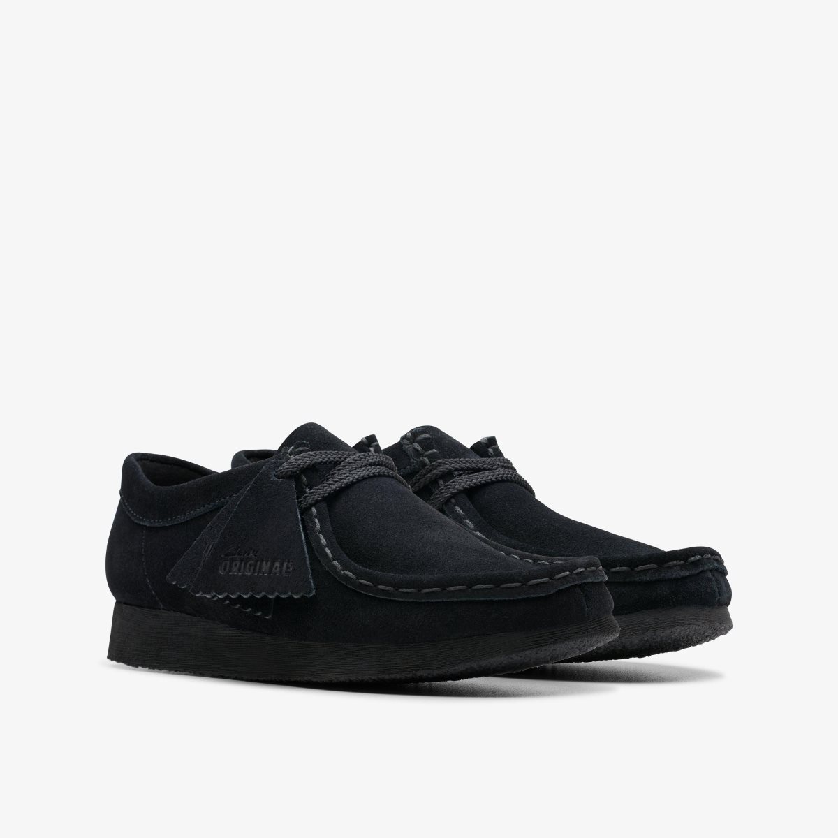 Zapatos Originales Clarks Wallabee Older Black Suede Niños Negras | FVQO-39167