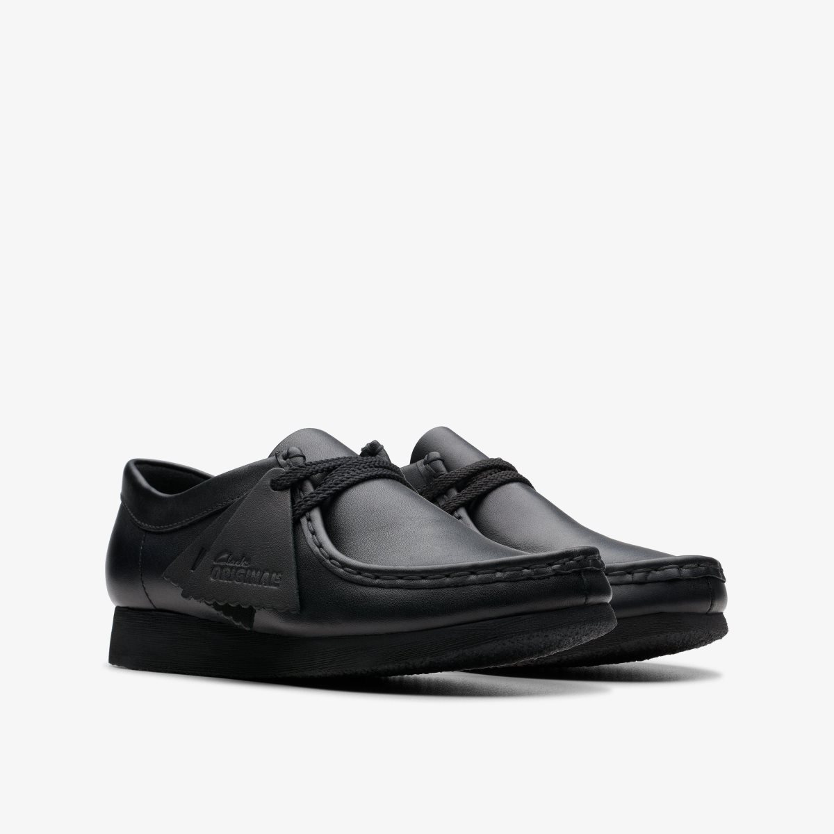 Zapatos Originales Clarks Wallabee Older Black Leather Niños Negras | YSTC-34826