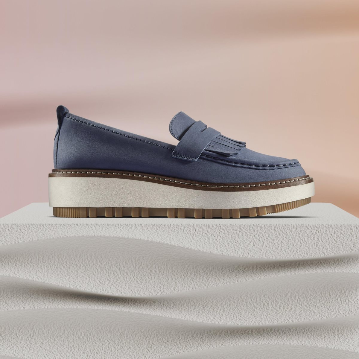 Zapatos Plataforma Clarks Orianna Loafer Navy Nubuck Mujer Azul Marino | QHVF-45781