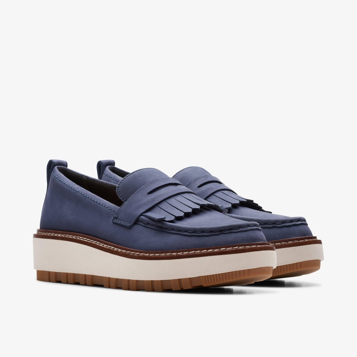 Zapatos Plataforma Clarks Orianna Loafer Navy Nubuck Mujer Azul Marino | QHVF-45781