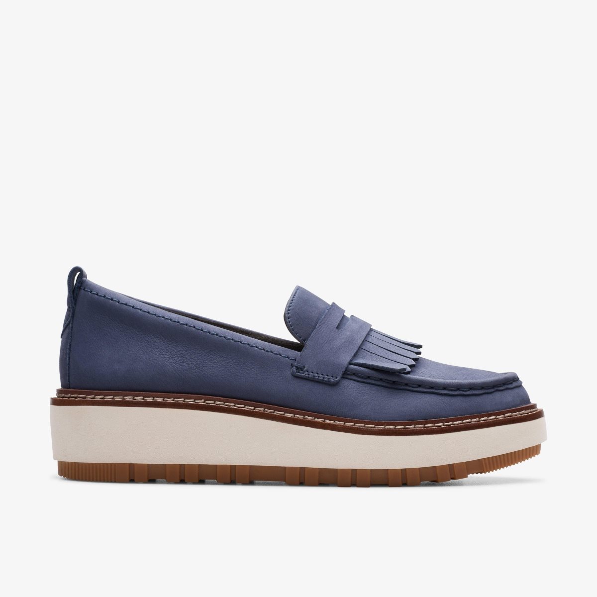 Zapatos Plataforma Clarks Orianna Loafer Navy Nubuck Mujer Azul Marino | QHVF-45781