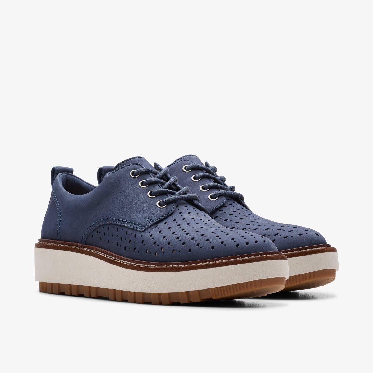 Zapatos Plataforma Clarks Orianna Move Navy Nubuck Mujer Azul Marino | FLPE-12065