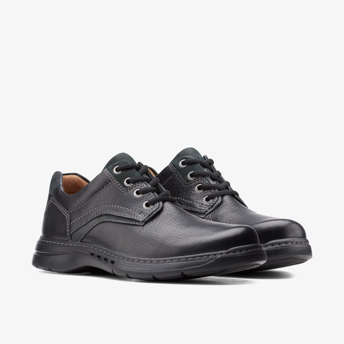 Zapatos de Vestir Clarks Un Brawley Pace Black Leather Hombre Negras | IRQL-36254