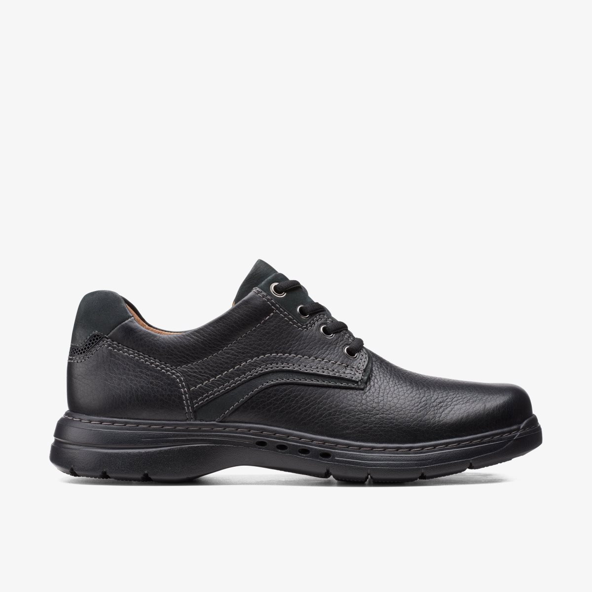 Zapatos de Vestir Clarks Un Brawley Pace Black Leather Hombre Negras | IRQL-36254