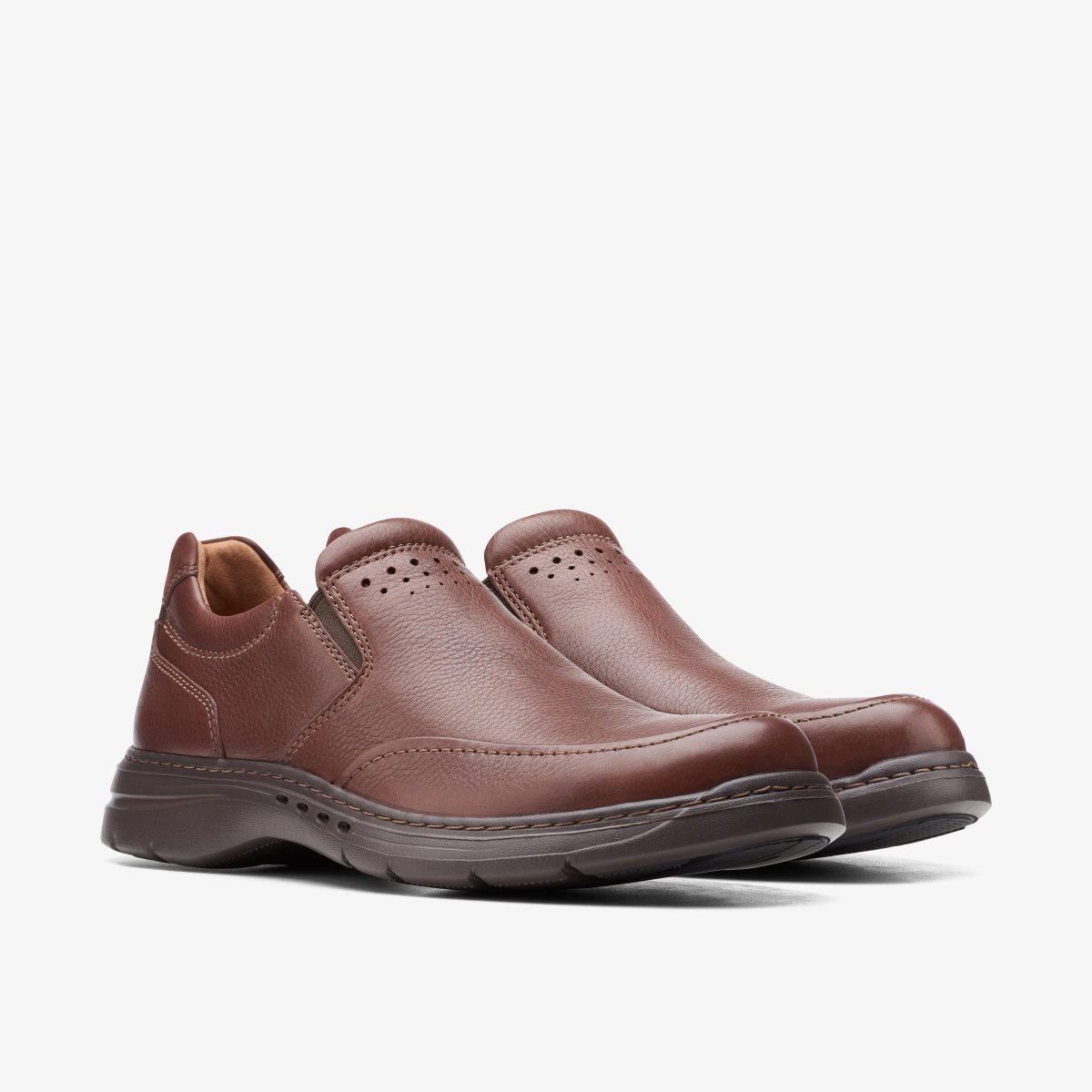 Zapatos de Vestir Clarks Un Brawley Step Mahogany Leather Hombre Mahogany | ERBO-84570