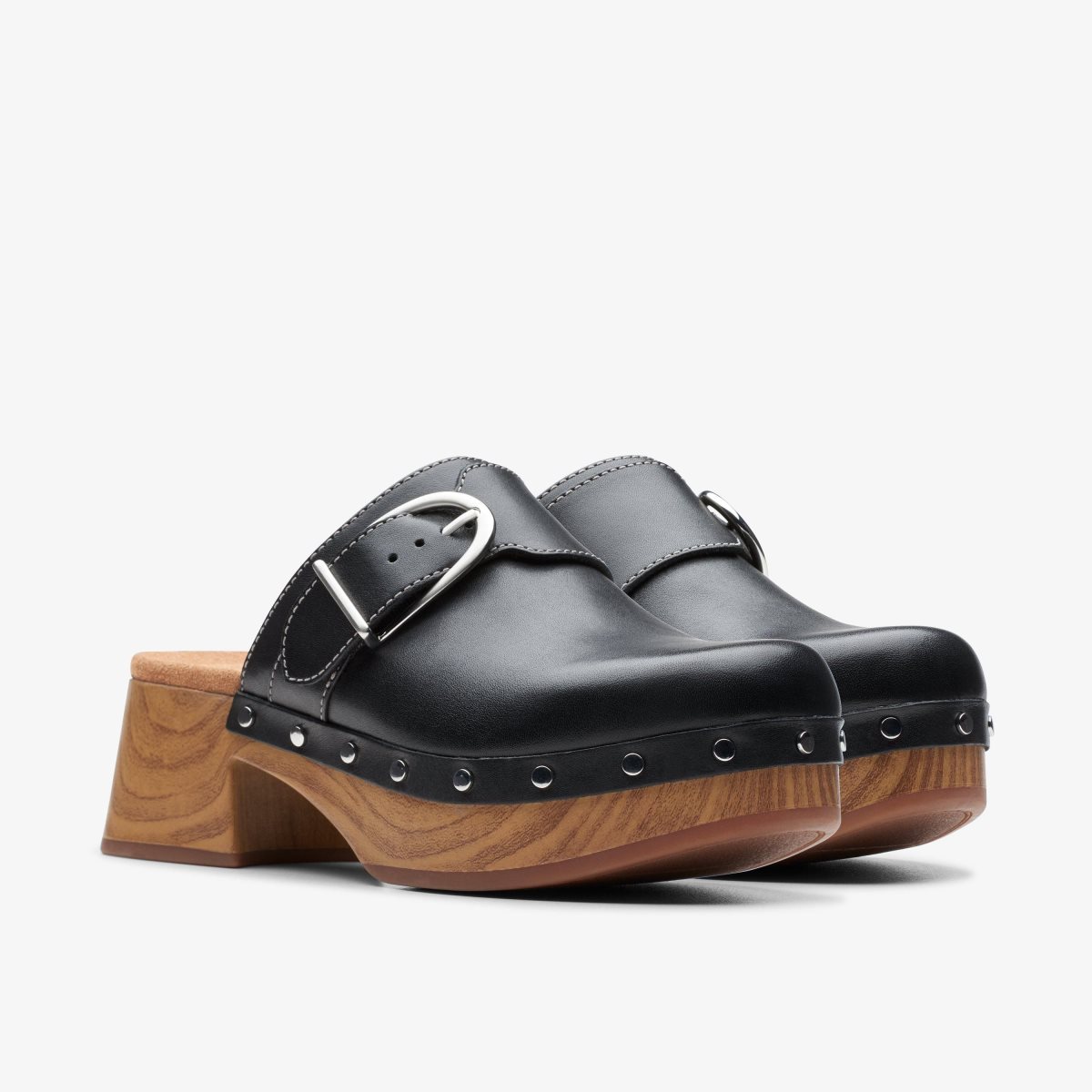 Zuecos Clarks Sivanne Sun Black Leather Mujer Negras | RWNU-57148