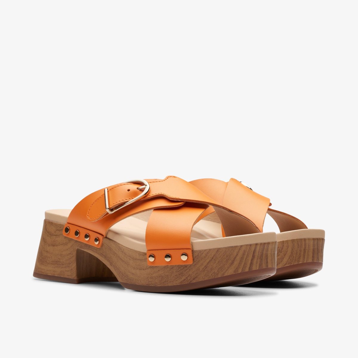 Zuecos Clarks Sivanne Walk Orange Leather Mujer Naranjas | NKUI-12805